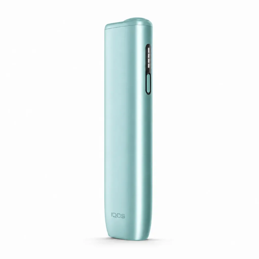 ILUMA i ONE — Blue heated tobacco device on white background