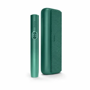 ILUMA i PRIME — Aspen Green heated tobacco device on white background